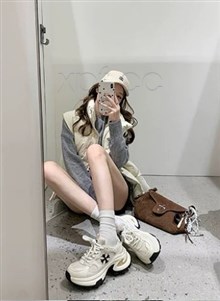 增高7cm网红同款十字花厚底休闲运动老爹鞋跑步鞋运动鞋