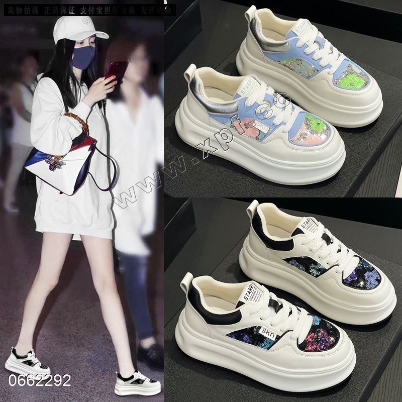 新款亮片单网厚底内增高休闲鞋6026-2  底厚6CM