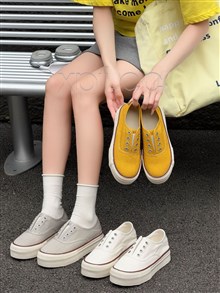 新款个性网红一脚蹬厚底帆布鞋 331  增高4cm