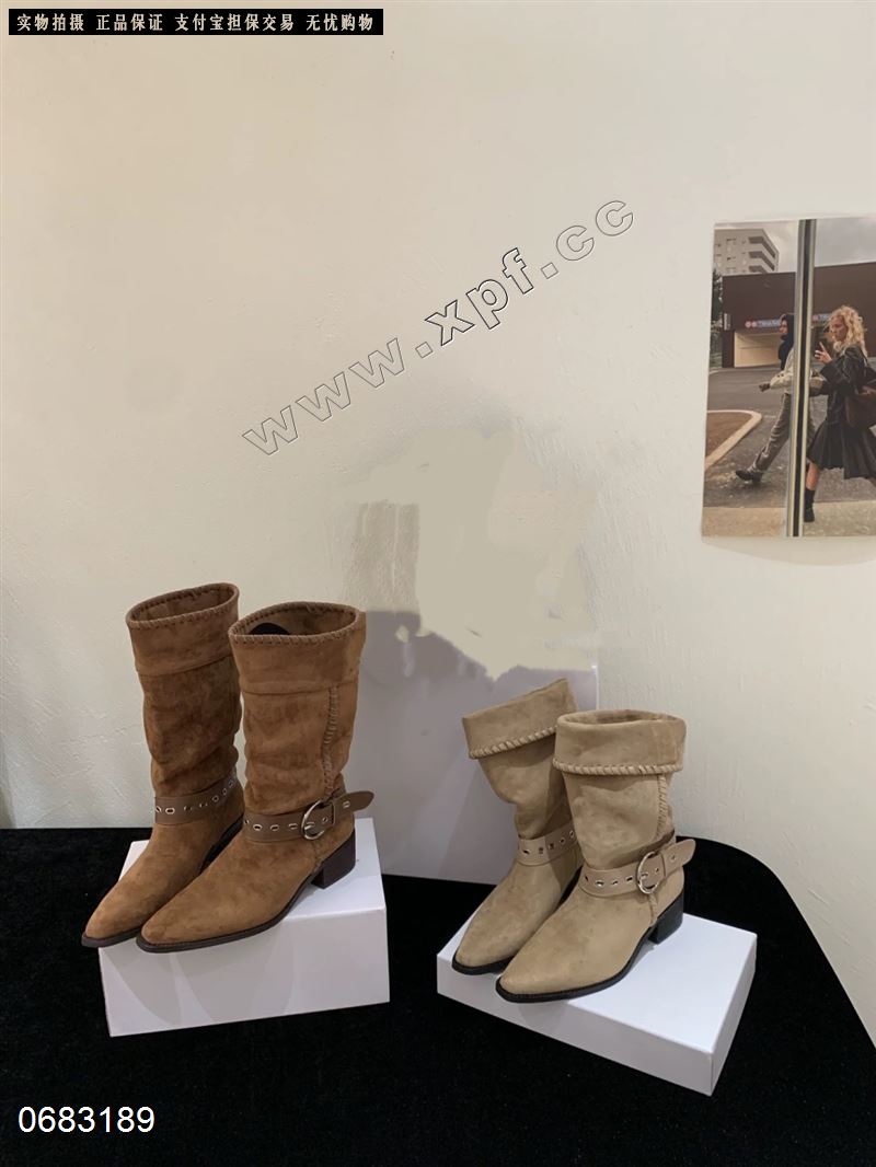 复古褶皱堆堆靴 015344