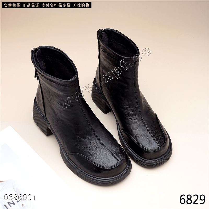 新款薄绒里短靴6829
