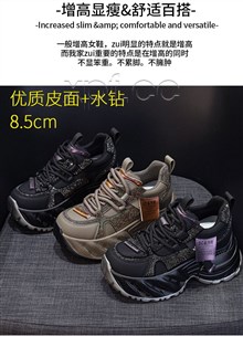 新款厚底内增高系带休闲鞋2939