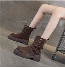 新款厚底增高绒面短靴2965