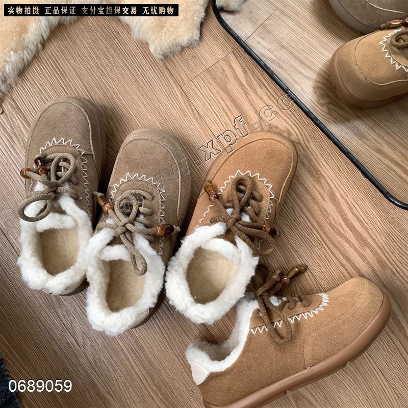 头层磨砂牛皮休闲雪地靴