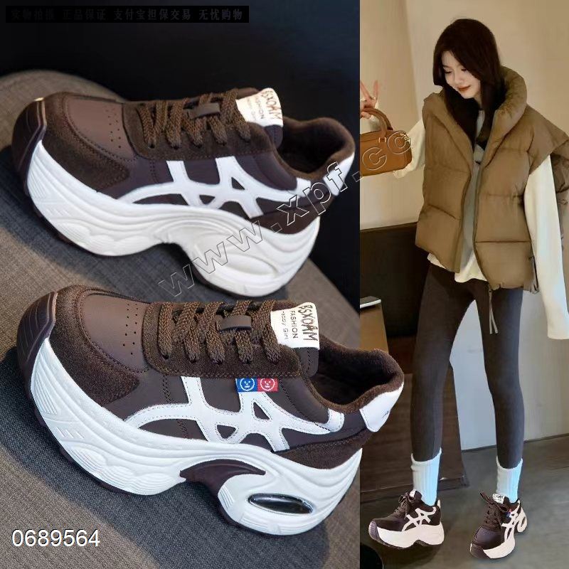 新款加绒老爹鞋厚底内增高9CM运动休闲鞋 2583 跟高：6CM+3CM