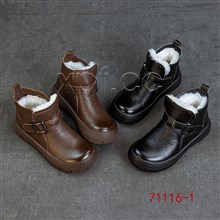 新款头层牛皮羊毛内里短靴 71116-1
