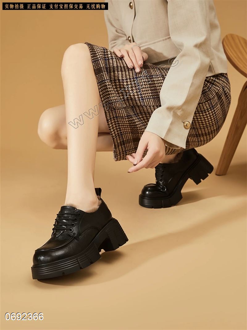 新款百搭小皮鞋小个子增高系带鞋4311