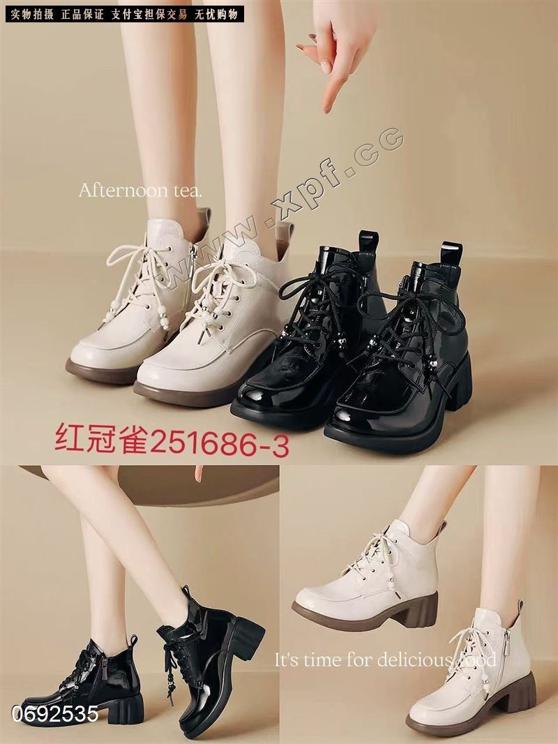 头层牛皮加棉短靴