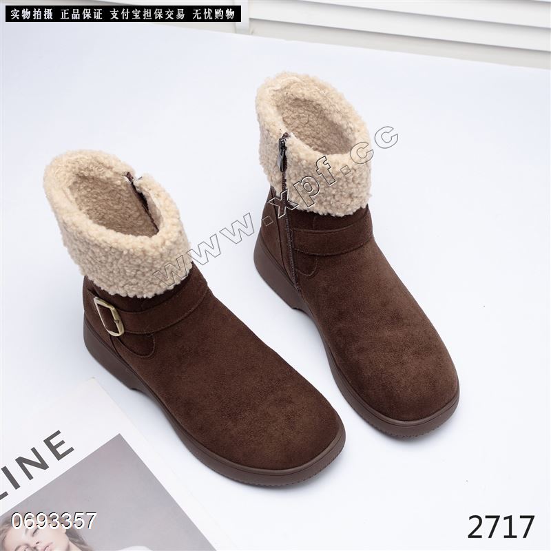 新款休闲雪地棉羊羔毛短靴2717