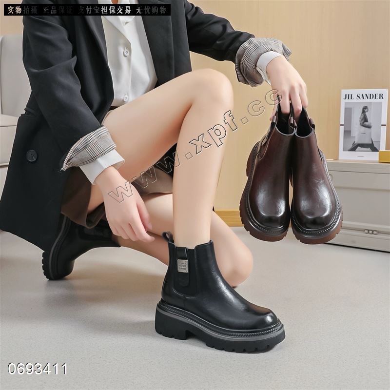 英伦风切尔西靴加厚绒里短靴8899