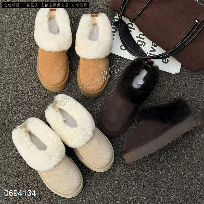 磨砂皮真毛雪地靴