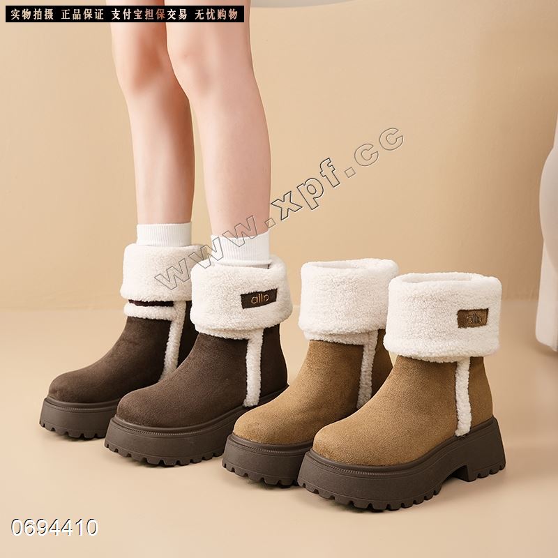 新款磨砂皮绒里二穿短靴 25606