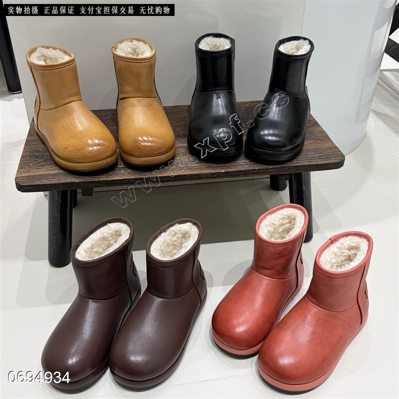 新款头层牛皮雪地靴面包鞋光版包底款665