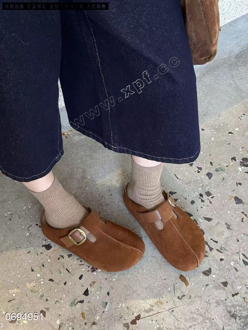 包头棉里磨砂皮拖鞋2311-2