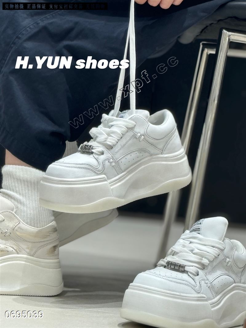 新款吸模厚底真皮擦色百搭小白鞋7751