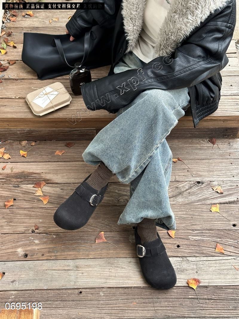 新款磨砂皮休闲鞋真皮真毛博肯包跟百搭经典款7211