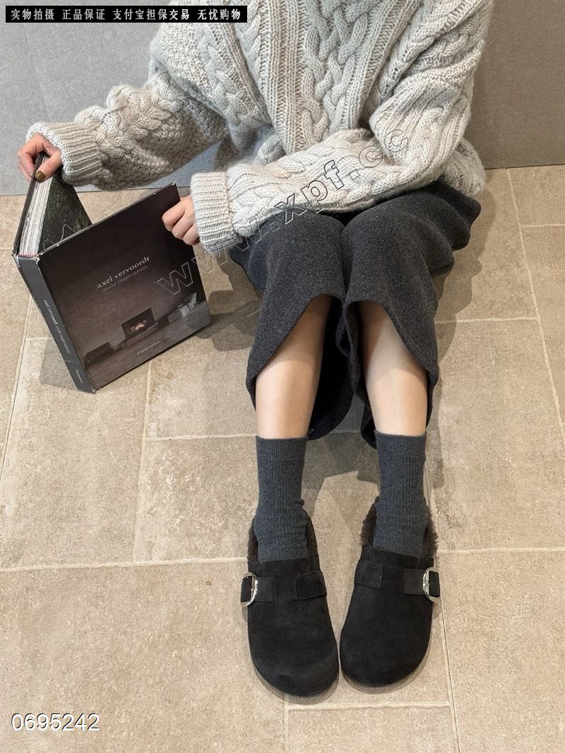 新韩系厚底博肯真皮➕羊毛休闲鞋 5536