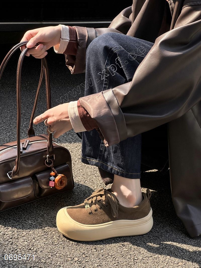 新款全真皮休闲百搭棕色系复古单鞋852