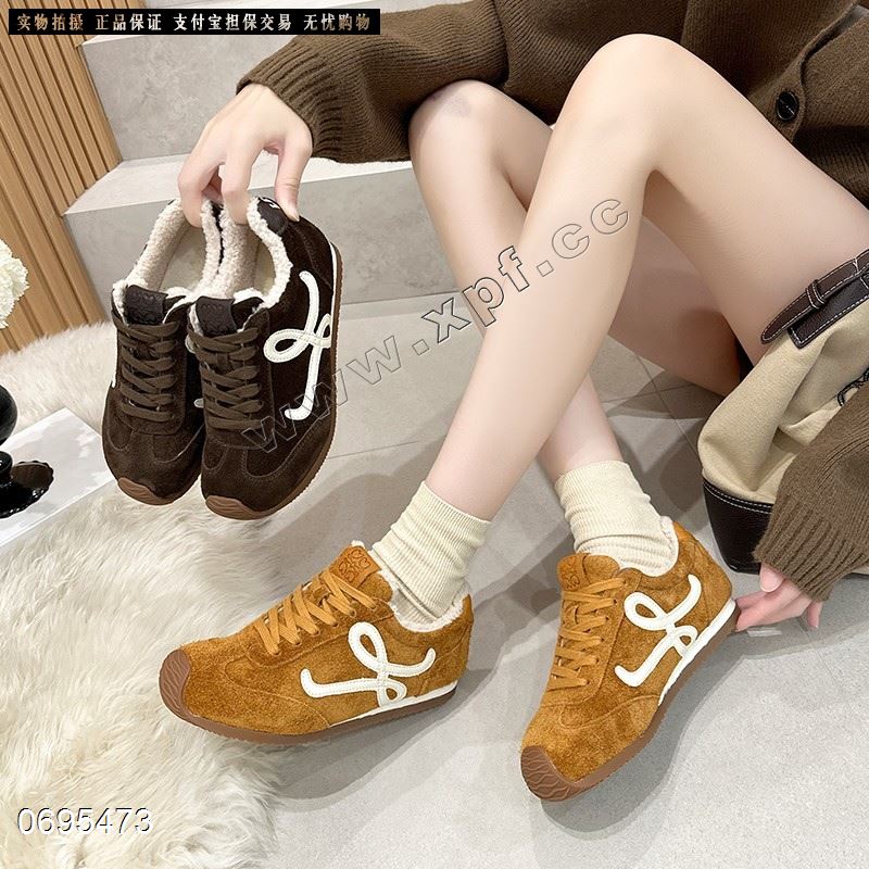 新款平底软底复古真皮保暖罗意威德训鞋2512