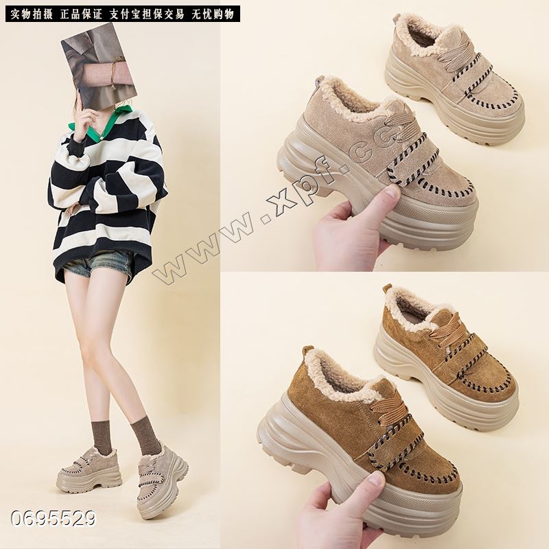 新款磨砂皮厚底加绒休闲鞋7767