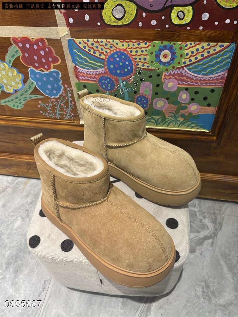 卡皮吧啦真皮真毛雪地靴