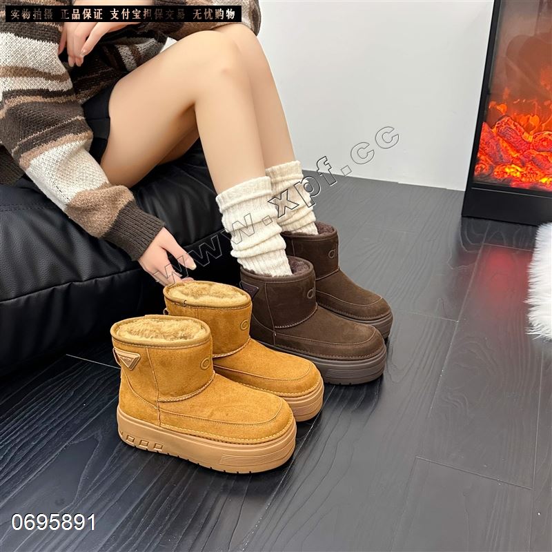 新款磨砂皮厚底切尔西雪地靴女鞋7005