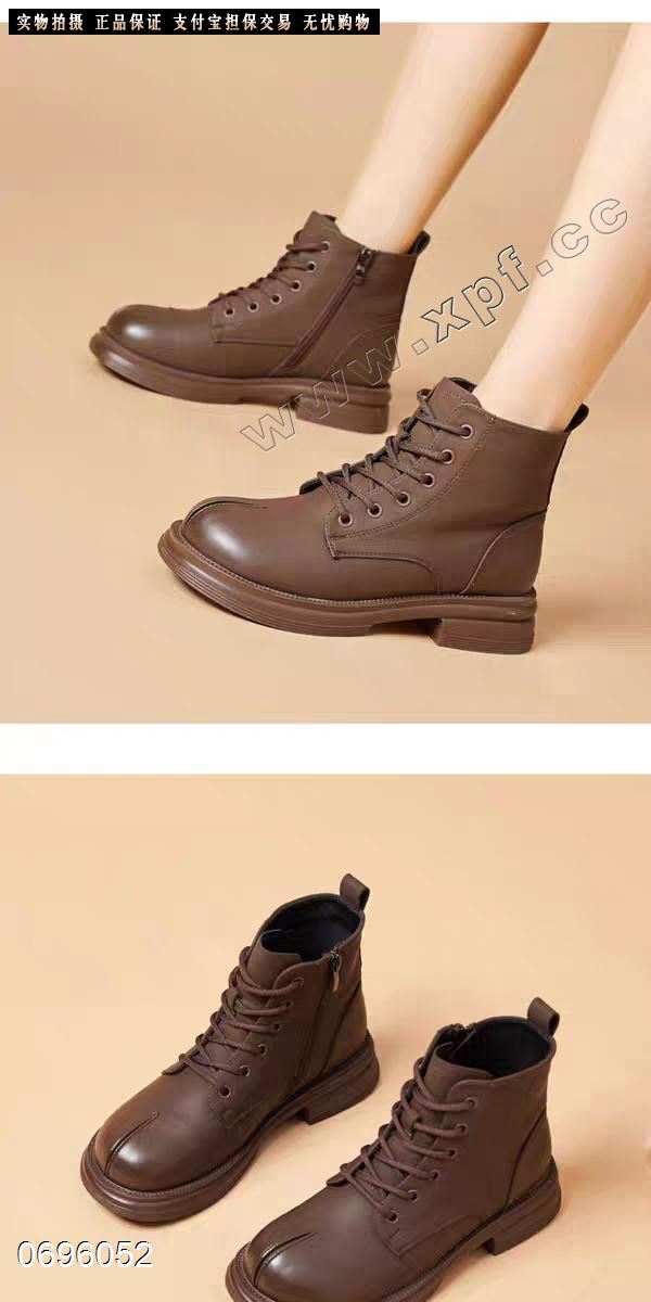 头层小牛皮二棉短靴