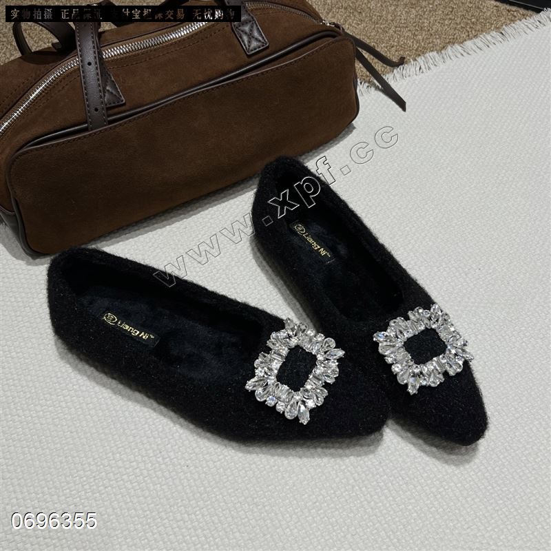 新款法式内增高加绒尖头鞋