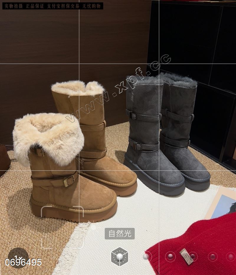 新款羊京绒皮带扣长靴雪地靴  500克加绒