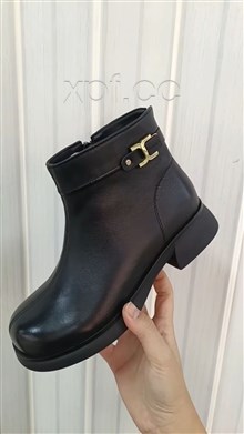 头层牛皮加棉短靴