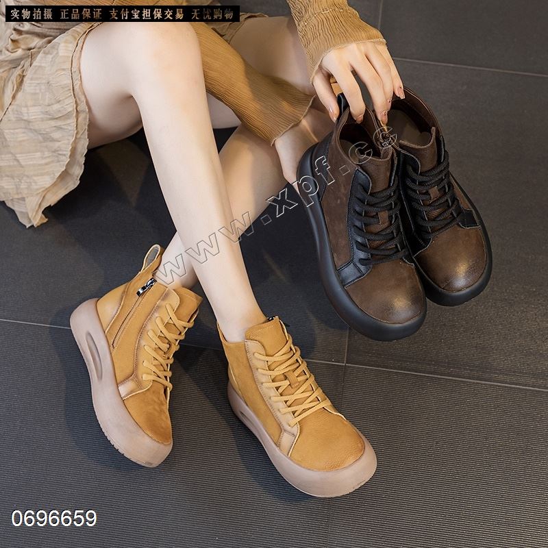 新款头层牛巴皮厚底休闲鞋86683   单里