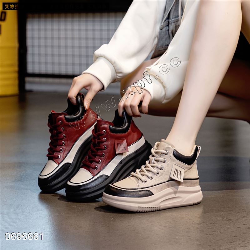 新款头层牛皮厚底休闲鞋8919  单里