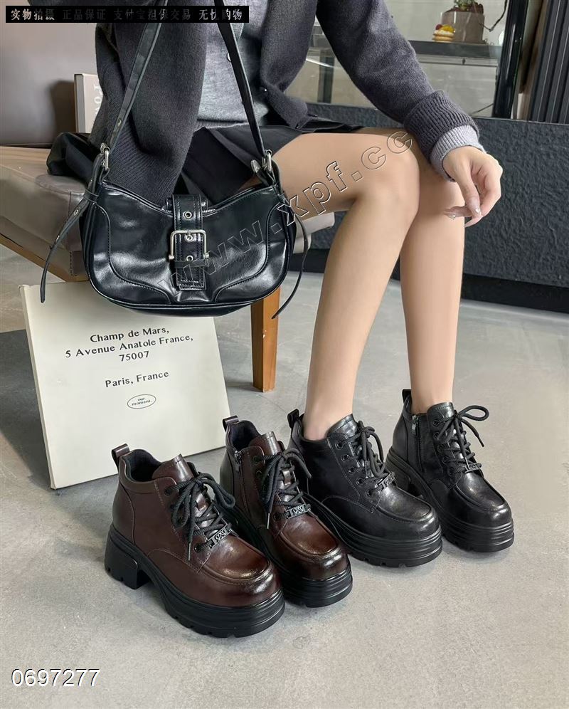 加棉厚底内增高马丁靴