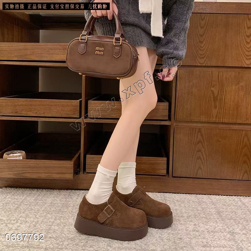 加棉磨砂皮博肯厚底单鞋