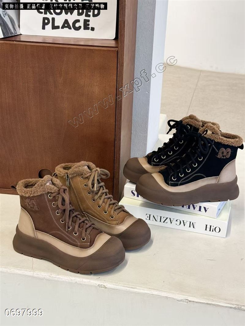 新款高帮头层牛皮羊羔毛24668   软底暖暖鞋