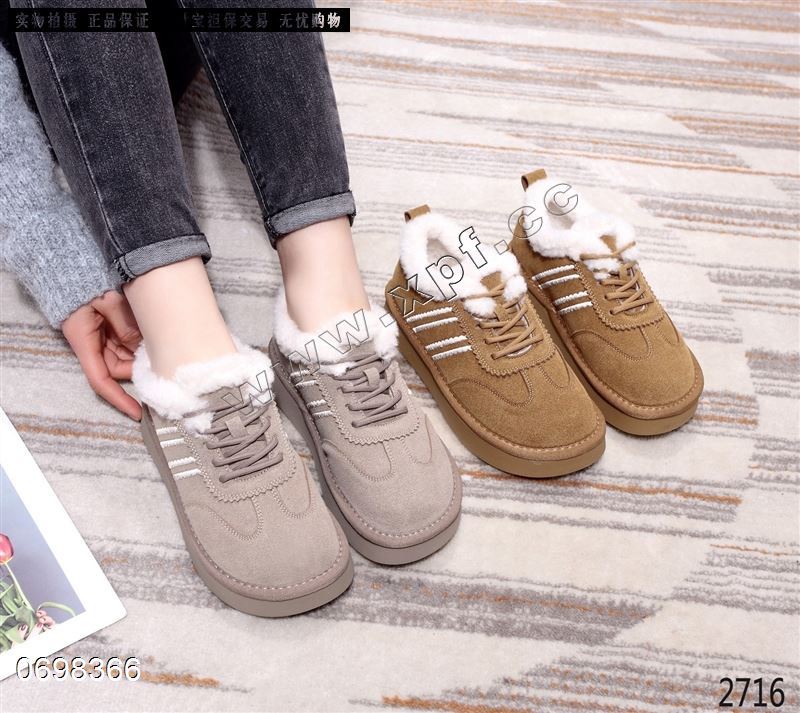 新款休闲羊羔毛厚底单鞋2716