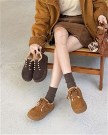 新款厚底深色系磨砂皮绒里板鞋7766-3D