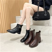 新款方头绒里马丁靴D8582   跟高：4.5CM，帮高12CM