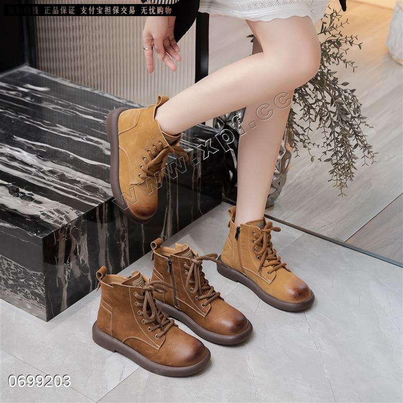 新款头层牛皮短靴9961  有单有绒