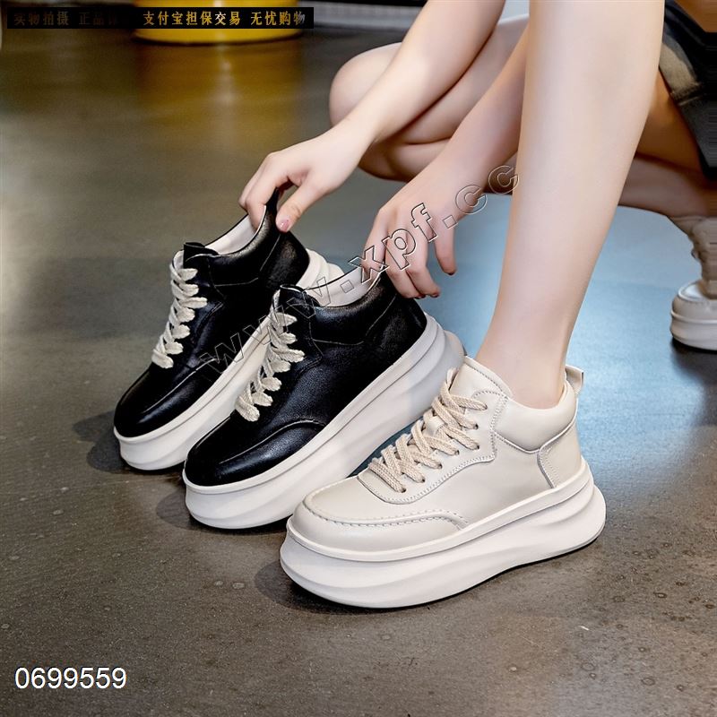 新款头层牛皮厚底高帮休闲鞋8838  单里/绒里