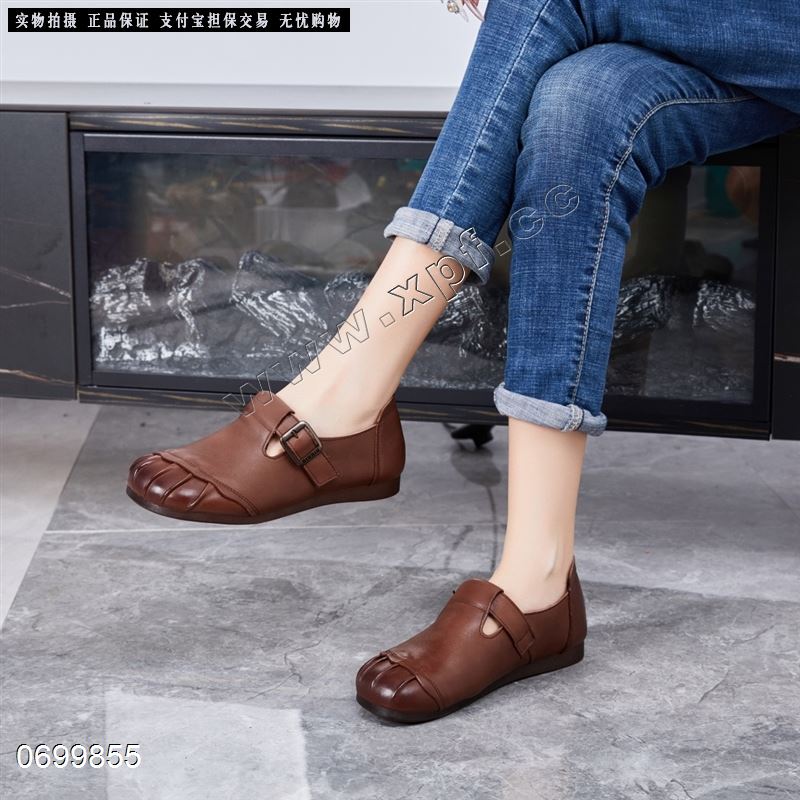 头层牛皮单鞋妈妈鞋