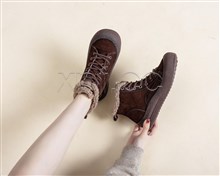 新款头层牛皮大棉绒里高帮休闲鞋71089-3