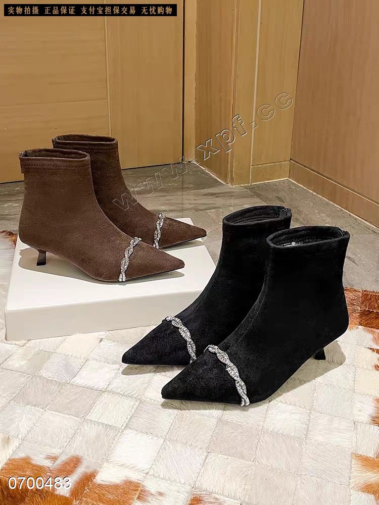 金丝绒加绒短靴