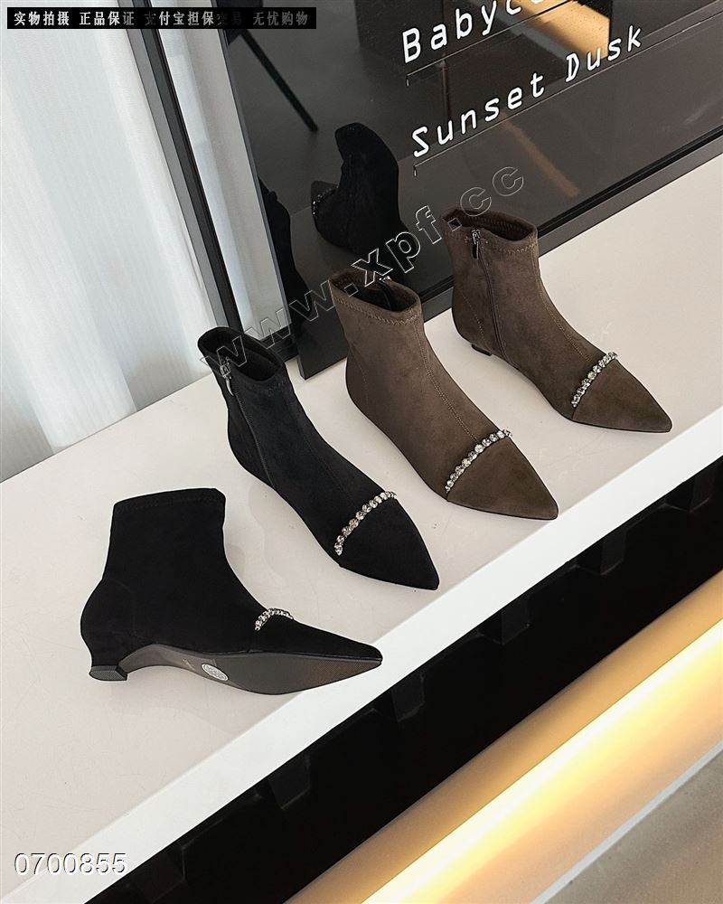 时尚短靴 黑色4-9棕55679码