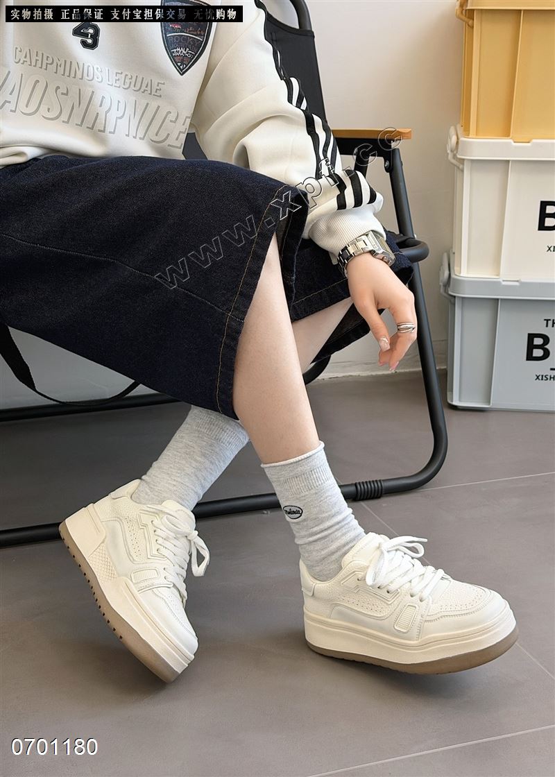 新款休闲鞋擦色厚底小白鞋9801