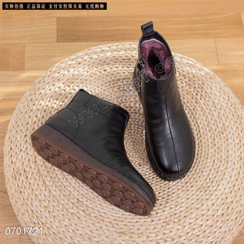 新款头层牛皮绒里短靴 608-3