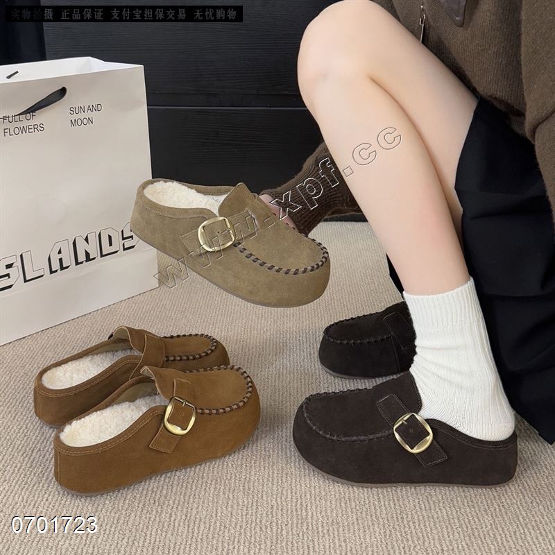 V-92  9601  包头磨砂皮绒里女拖鞋