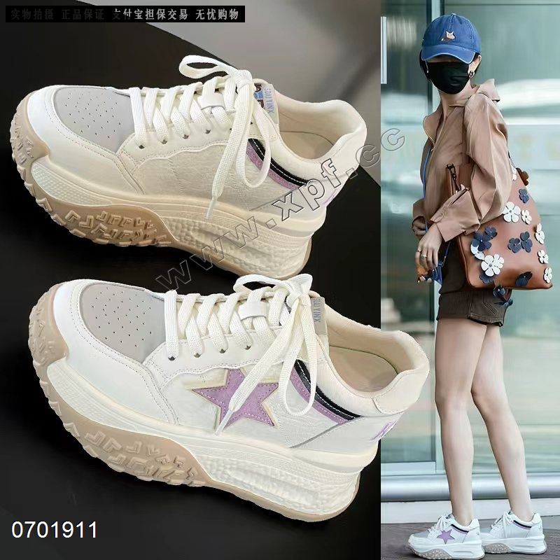 新款老爹鞋厚底内增高9CM运动休闲小白鞋小个子单鞋6602