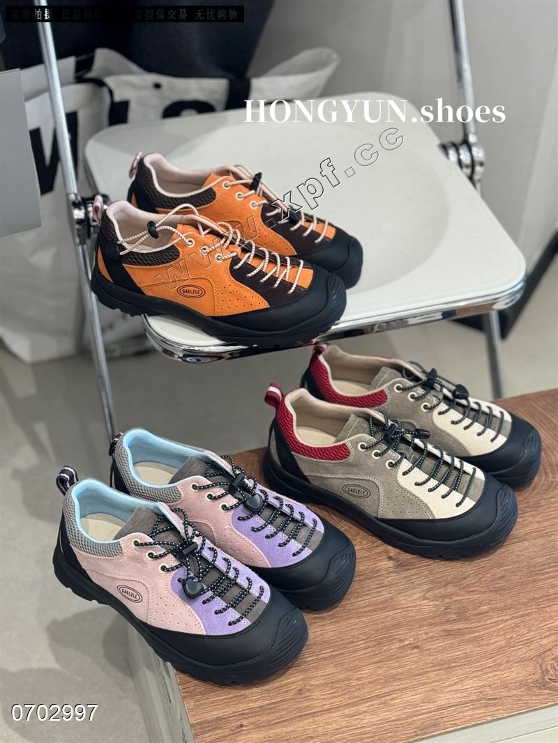 新款户外风拼色系带休闲鞋女增高圆头防滑耐磨徒步鞋户外休闲鞋 526-51