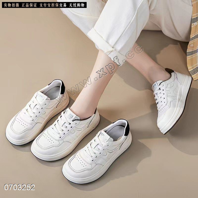新款百搭厚底休闲鞋系带小白鞋6808
